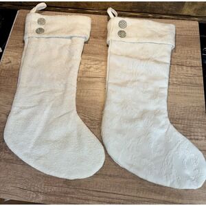 Tahari Home Damask Christmas Stockings‎ Set 2 with Rhinestone Buttons, 19"